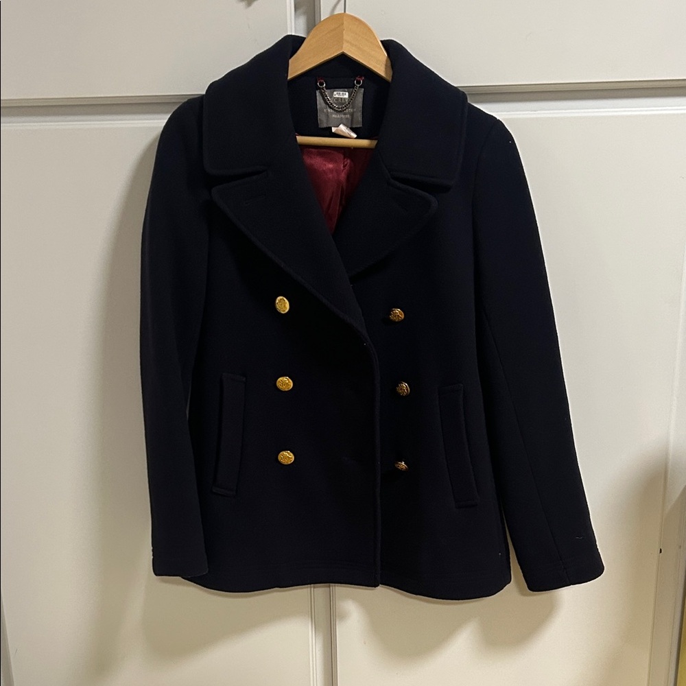 Vintage! J. Crew Preppy Navy Stadium Peacoat with Gold Buttons Size 2 Y2K